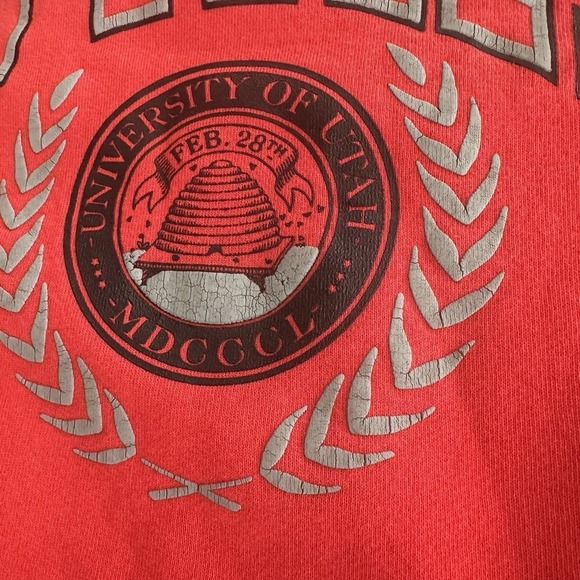Vintage 90s Utah University Sweatshirt Russell Athletic XL Red Made USA Crewneck - Picture 6 of 13